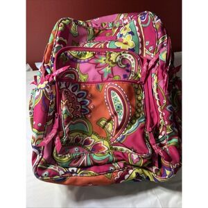 VERA BRADLEY Petal Pink Swirls  Backpack 18H X 13W X 6D Mint! 6 Pockets